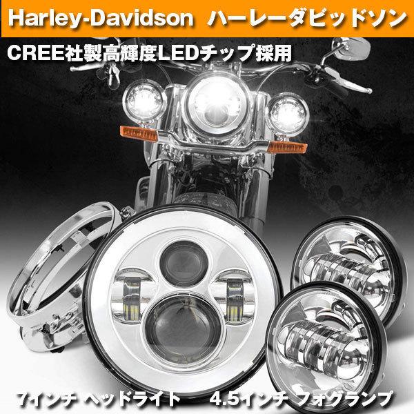 ハーレーダビッドソン CREEチップ LED 75W 7インチ ヘッドライト 4.5