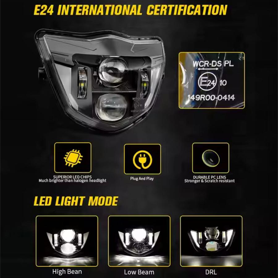 送料無料● ヤマハ WR250F WR250R WR450F YZ250F YZ450F YZ LED ヘッドライト アセンブリー ライトカバー レッド Eマーク ダートバイク_3