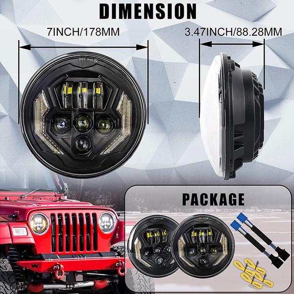 Jeep LED ヘッドライト JK JKU TJ LJ スズキ ジムニー ハマー H2 HI 