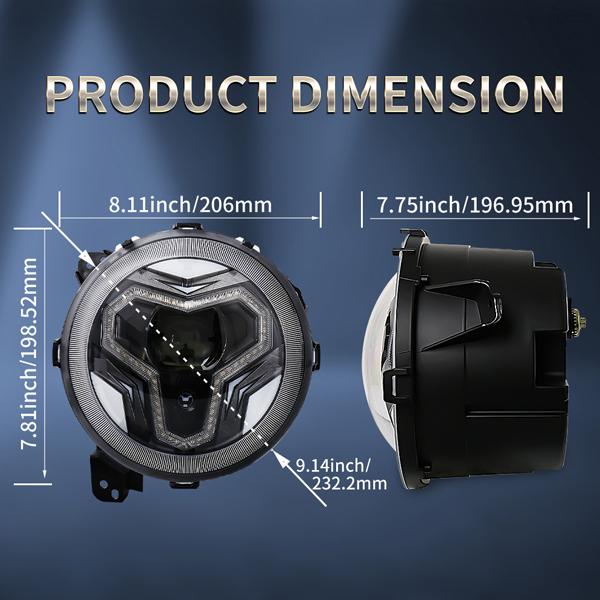9インチ Jeep Wrangler JL JLU Gladiator JT 2018~2022 LED ヘッドライト Hi.Low.DRL.ウインカー ホワイト 2個 DOT承認品_5