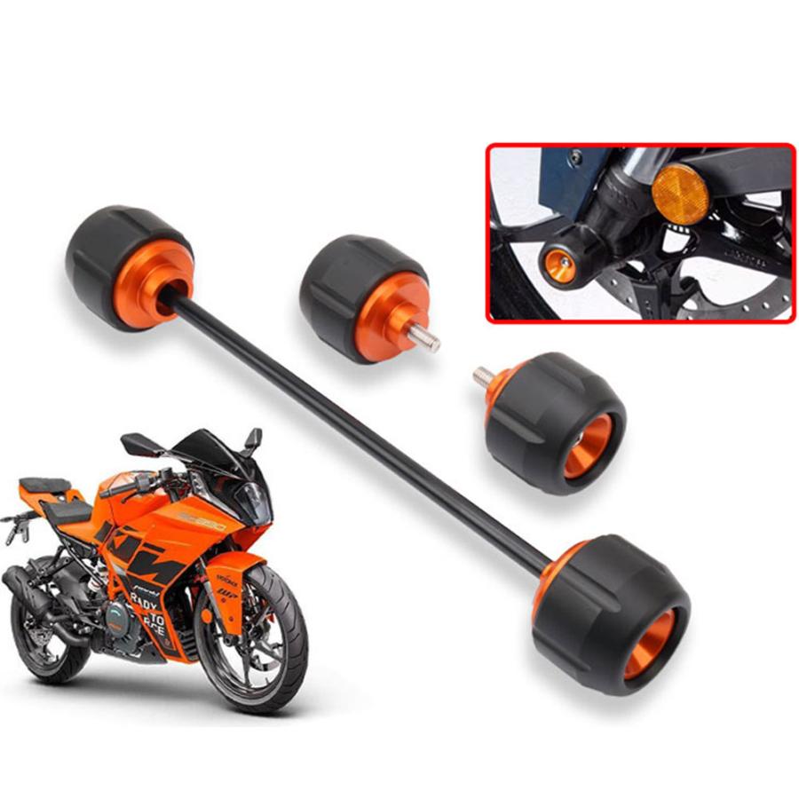 送料無料● KTM RC390 RC 390 2022-2023 フロント/リア ホイール プスライダー フレームスライダー クラッシュガード 落下保護 パーツの画像