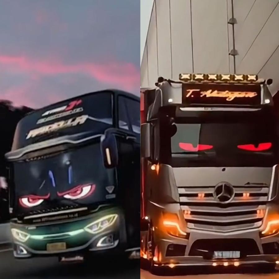 送料無料● プログラミング可能な柔軟な車載/室内LEDスクリーン 悪魔の眼 LEDサイン アプリコントロール トラック バス 850mm*215mm 1枚_6