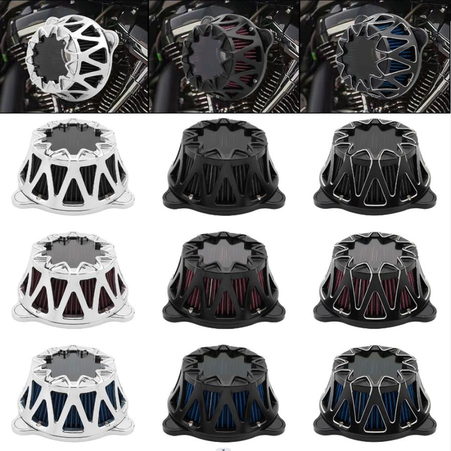 ハーレー ソフテイル/16-17 ツーリング/08-16 ダイナ FXDLS エア クリーナー エア フィルター ブラック/クローム CNC 高品質 新品の画像
