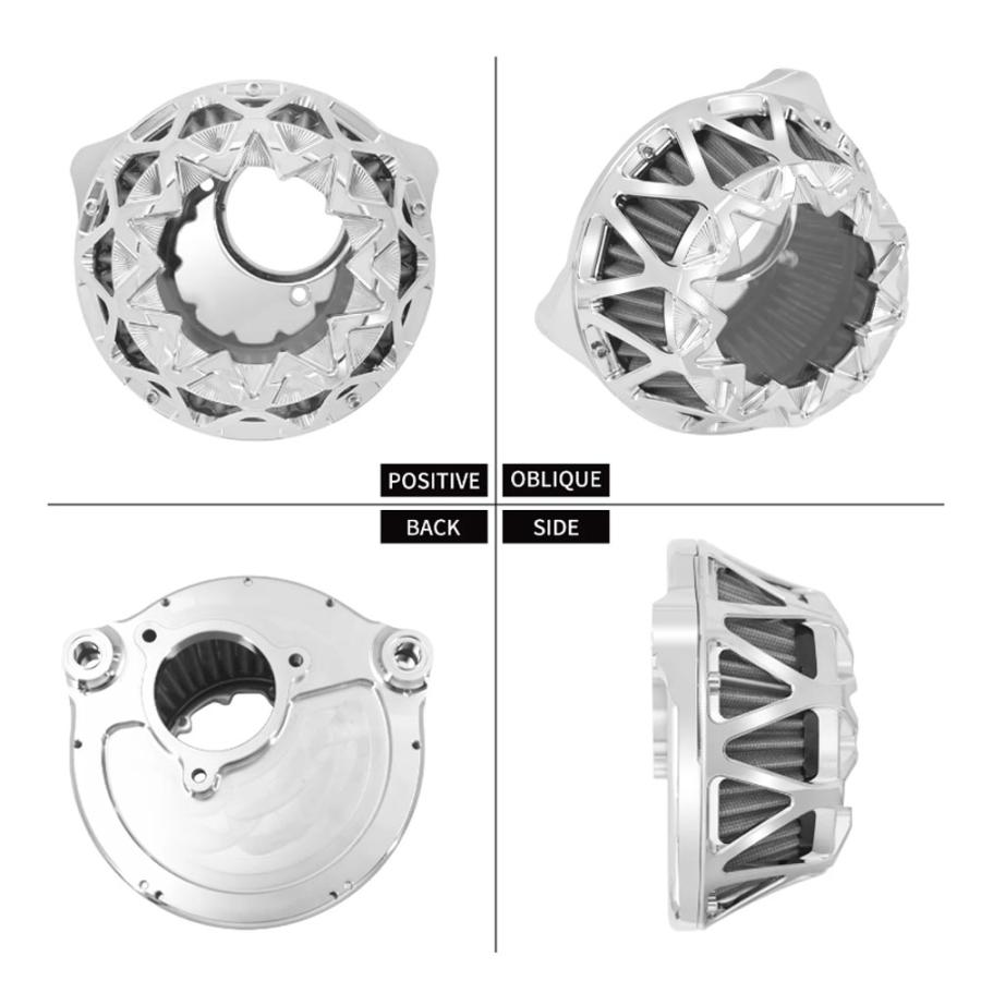 ハーレー ソフテイル/16-17 ツーリング/08-16 ダイナ FXDLS エア クリーナー エア フィルター クローム/シルバー CNC 高品質 新品の画像