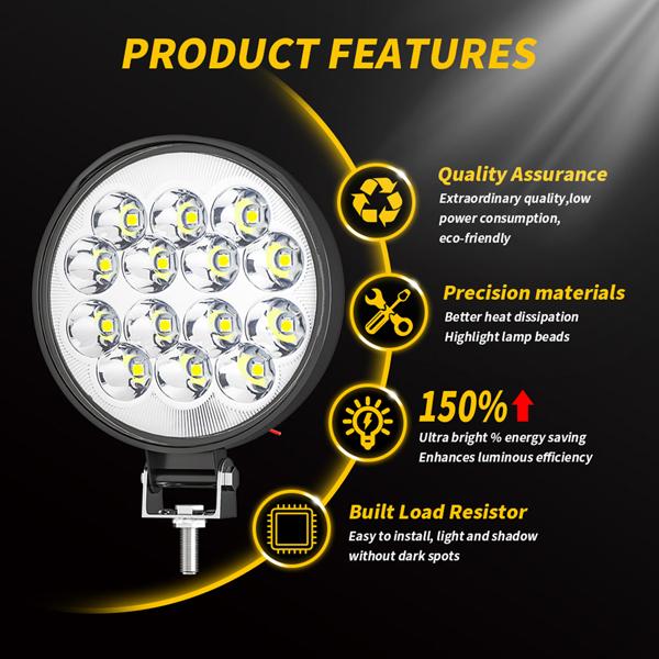 送料無料○ 4インチ 丸型 LED ワークライト 42W 作業灯 ボート 送料無料○ 4インチ 丸型 LED ワークライト 42W 作業灯 ボート