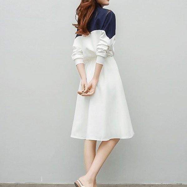 ワンピース レディース スポーティー大人 カジュアル バイカラー ジャージ ホワイト ネイビー Ff Chmwl4 ベーカリー 通販 Yahoo ショッピング