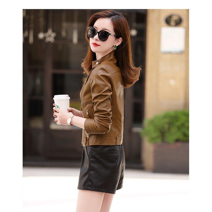 海外最新 レディース革ジャン本革秋冬レザージャケットライダースジャケットスリムトレンドおしゃれバイクウェアシングル女性用上品防寒防風 最終値下 Www Yalaphone Com