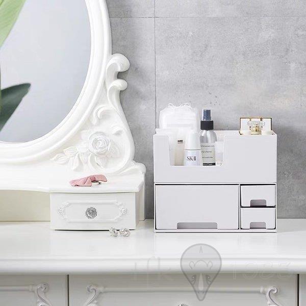 レデイースメイクボックスコスメボックスメイクケース化粧品収納スタンドコスメ小物収納ボックスホワイトグレーシンプル Web限定