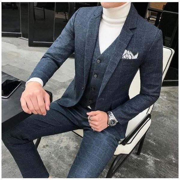 何でも揃う メンズスーツセットビジネス 大きいサイズ パーティー 結婚式 メンズスーツセット 紳士服 結婚式 パーティー フォーマル ビジネス 大きいサイズ スーツ3点セット パンツ ベスト ジャケット チェク柄 スーツ フォーマル