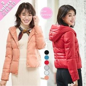 即納 ダウンジャケット ダウンコート レディース ショート丈 軽量 無地 防風防寒 フード付き 可愛い 帽子付き きれいめ あったか おしゃれ 人気第1位 Kpiss Fm