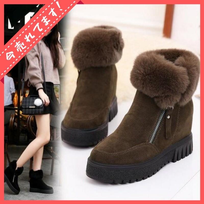 レディース ムートンブーツ インヒール モコモコ ショート丈 スマート すっきり 歩きやすい フェイクファー カジュアル あったかい 冬靴 Vin Ziomc015 ベーカリー 通販 Yahoo ショッピング