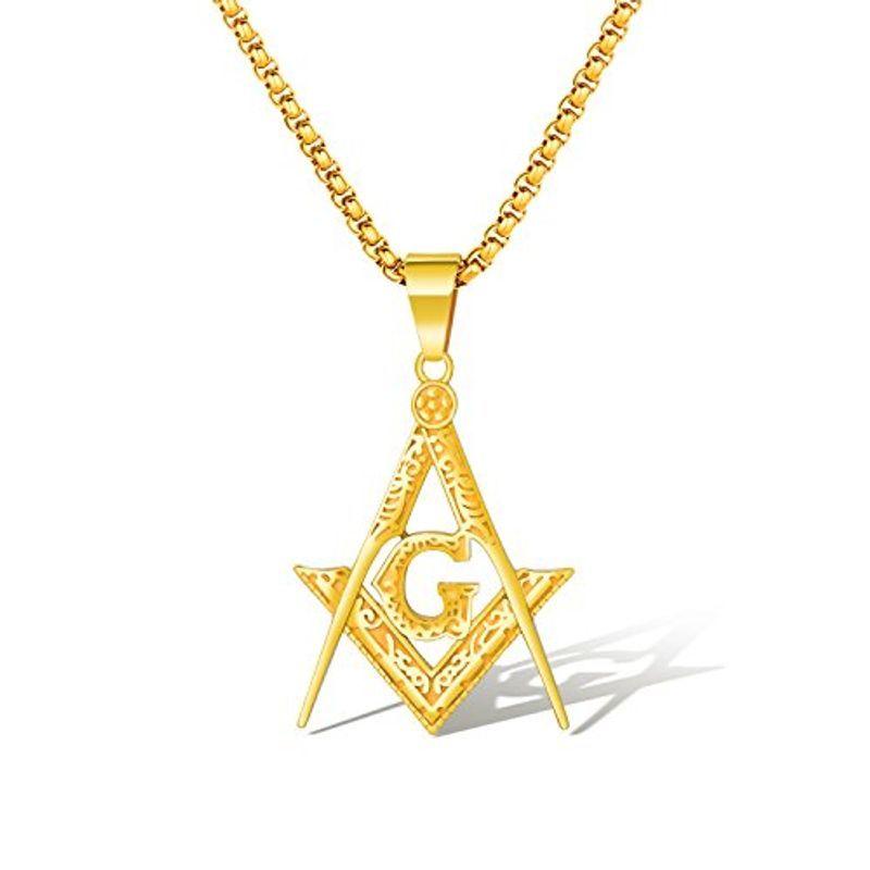 数量は多 メンズアクセサリー Rockyu ブランド ファッション ネックレス メンズ ゴールド 18金 ステンレス おしゃれ フリーメーソン 秘密結社 G字 ペンダント Www Threeriversofs Com