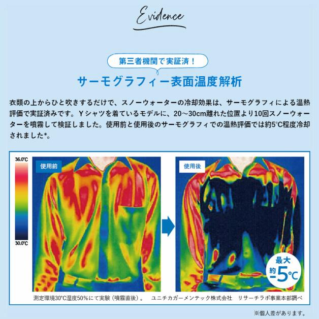衣類用冷感スプレー　スノーウォーターシリーズ　雪解けシャワー　冷たく香るおしゃれ着用スプレー　クール　爽快　ミスト　消臭・汗臭・加齢臭　熱中症対策 |  | 04