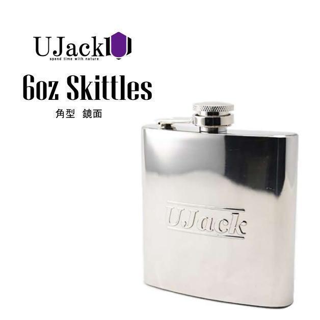 UJACK　ステンレススキットル　6oZ　170ml　角型鏡面タイプ　フラスク　ヒップフラスコ　防災用　ユージャック　バーベキュー　キャンプ 　ソロキャン　焚火 | 