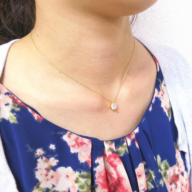 メール便可【FLAMME】ネックレス／1粒CZ／キュービックジルコニア／真鍮／ゴールド／14KPG／ペンダント　FLB-#0401 |  | 03