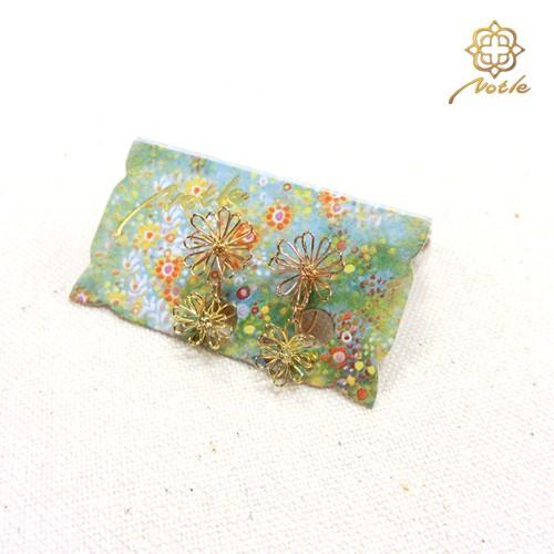 【メール便可】Notle／ノートル／ノンホールピアス／イヤリング／マーガレットブーケ／ピアスホール不要　ワイヤー　花　Line artシリーズ　TO-0233 | 
