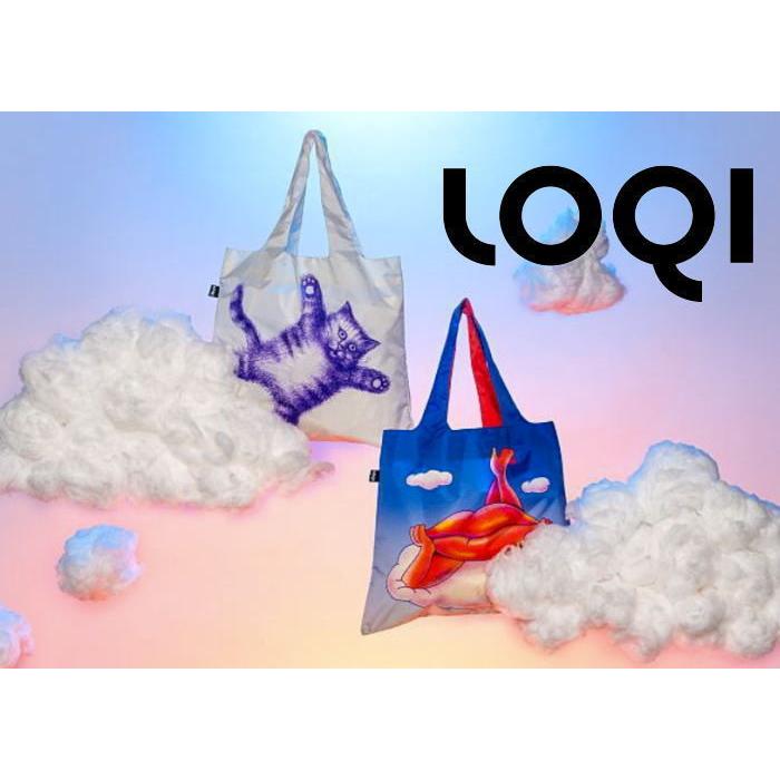 Loqi Bag 'Armando Veve Flying Purr-ple Cat' – Einkaufstasche Aus Recyceltem Material, 50x42 Cm, Wasserabweisend