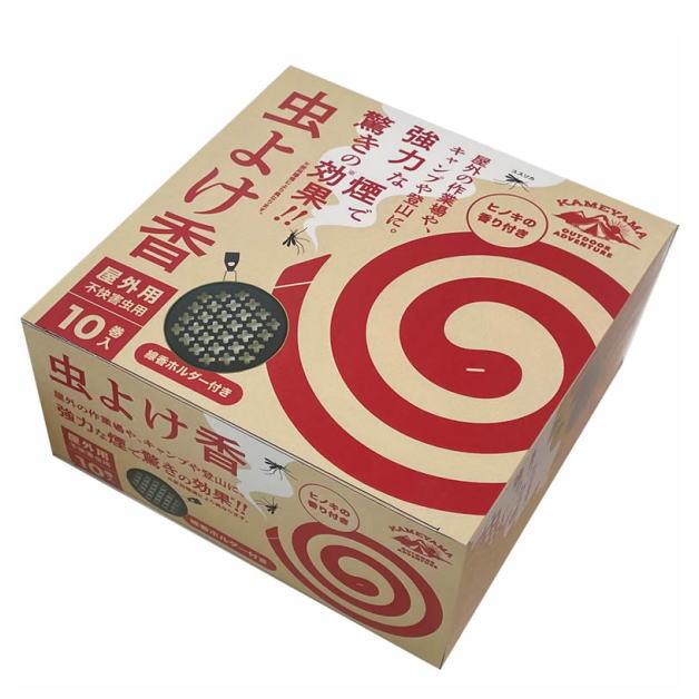 虫よけ香線香 ホルダー付き 10巻入 渦巻き線香 太巻き