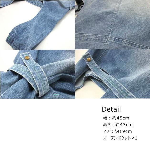 デニム地／大判バッグ／サケット／袋／トート／デニム雑貨／ジーンズ素材／カジュアルバッグ　レジバッグ　USED　レッド　キナリ　ヒッコリー |  | 03