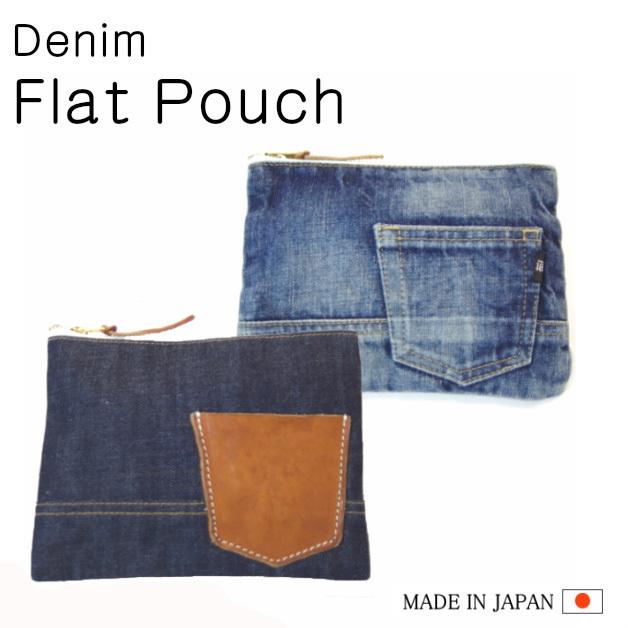 【MASTRO】マストロ　デニム地　フラットポーチ　ケース　デニム雑貨　ジーンズ素材　デニムポーチ　USED　　インディゴリジッド　デニムアイテム | 