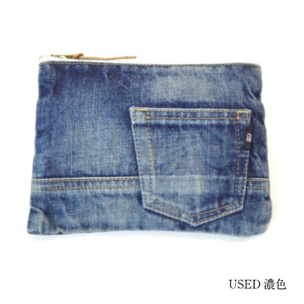【MASTRO】マストロ　デニム地　フラットポーチ　ケース　デニム雑貨　ジーンズ素材　デニムポーチ　USED　　インディゴリジッド　デニムアイテム |  | 02