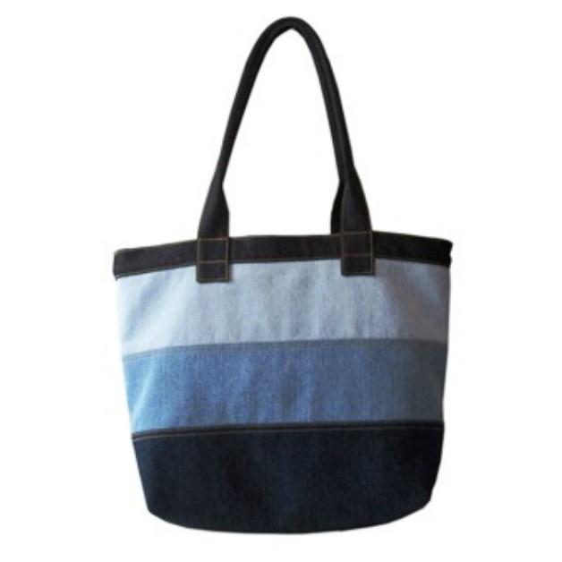 アライヤン【araiyan】リメイクボーダーバッグ／トートバッグ／デニム