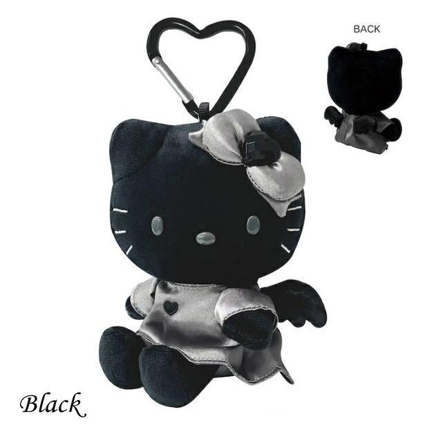 ハローキティ エンジェル マスコットキーホルダー モノクロキティ