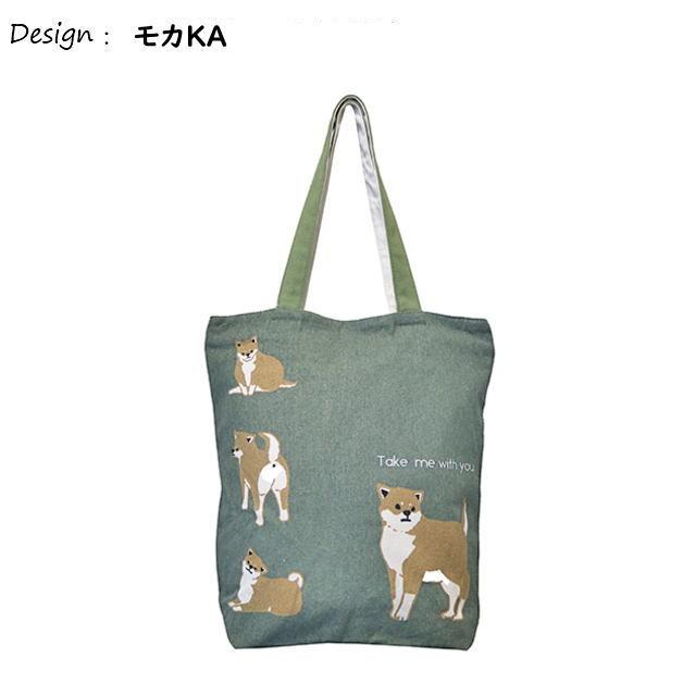 キャンバストートバッグ　トートバック　縦型トート　天ファスナー付　サブバッグ　通　犬　柴犬　黒柴　豆柴　しば犬　ワンコ　愛犬 |  | 03