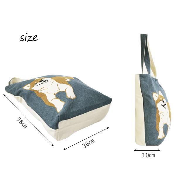 キャンバストートバッグ　トートバック　縦型トート　天ファスナー付　サブバッグ　通　犬　柴犬　黒柴　豆柴　しば犬　ワンコ　愛犬 |  | 10