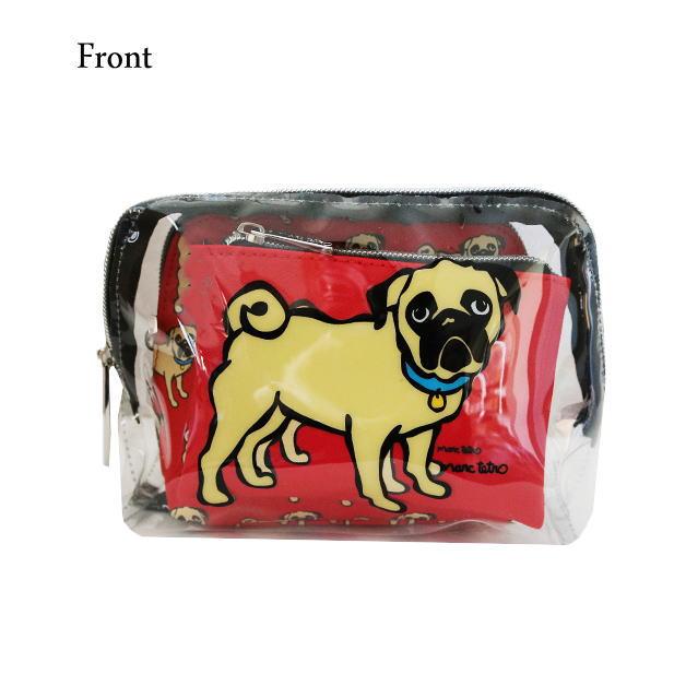 マークテトロ　3ピースコスメティックポーチセット　PUG　パグ　コスメバッグ　3セット　コスメ雑貨　赤　レッド　MT-3PCS-PUG　marc tetro |  | 01