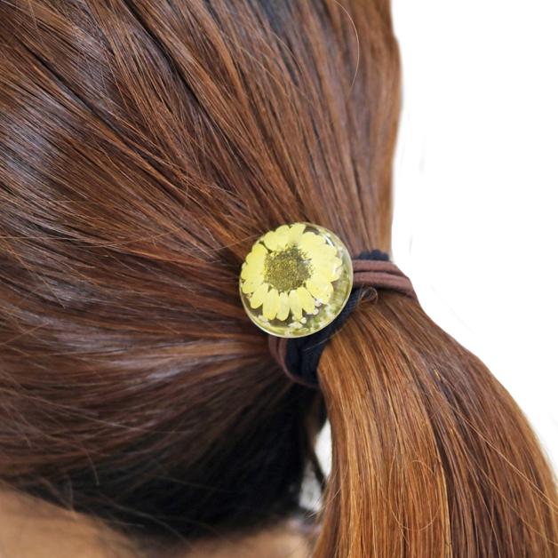 押し花ヘアゴム 押し花 フラワー 花 ヘアアクセサリー 夏 赤バラ