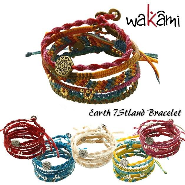 wakami／ワカミ／ブレスレット／アースブレスレット／Earth Bracelet／7ストランド 7本セット ターコイズ レッド イエローアシン アンティグア ベージュ ピンク｜ffactory-ff