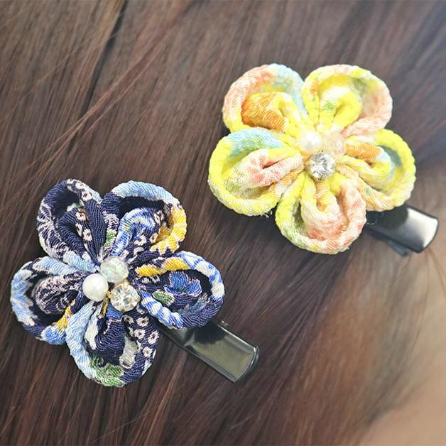 ちりめんヘアクリップ ヘアミニクリップ ココラック ヘアアクセサリー