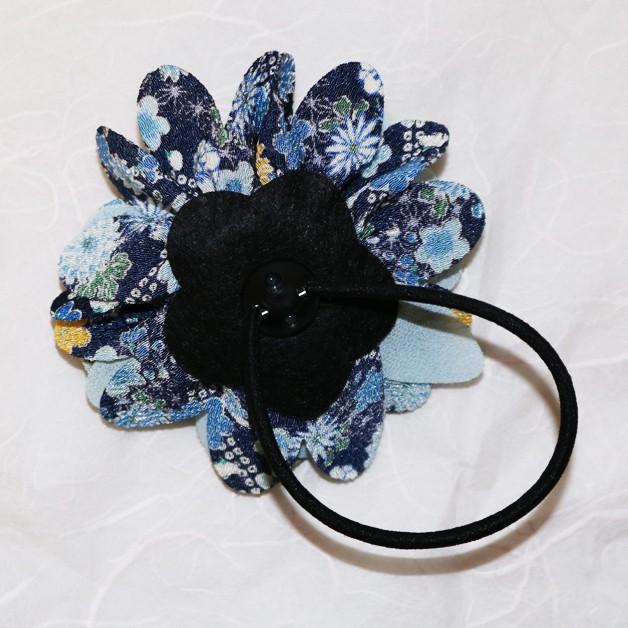 ヘアゴム／ダリア　花　フリル／ちりめん＆シフォン　髪留め　ゴム　フラワー　髪　ヘアアクセサリー　和柄　和雑貨 |  | 02