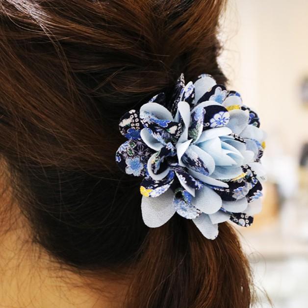 ヘアゴム／ダリア　花　フリル／ちりめん＆シフォン　髪留め　ゴム　フラワー　髪　ヘアアクセサリー　和柄　和雑貨 |  | 04