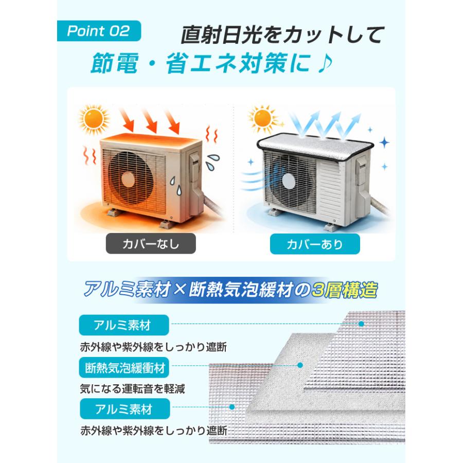 室外機 日よけ 室外機カバー マグネット エアコン 遮熱シート 断熱 