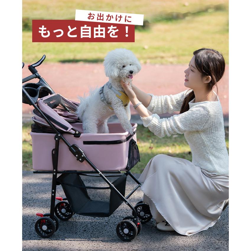 高品質 3WAY 多機能 分離式4輪ペットカート 対面式 ペットキャリー 折りたたみ式 軽量 四輪 小型犬 中型犬 猫用 散歩 お出かけ コンパクト 分離型キャリー_5