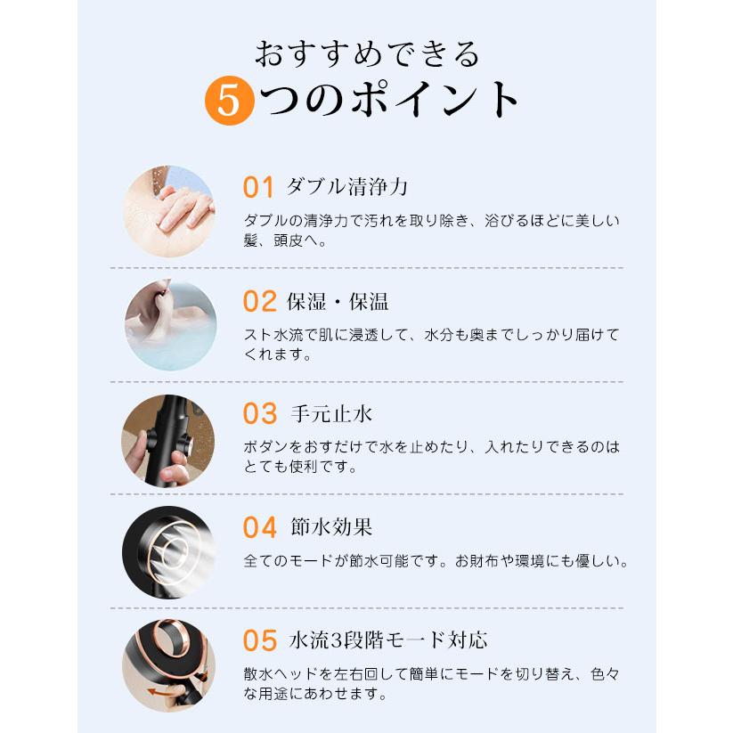 3段階調節シャワーヘッド ナノバブル ウルトラファインバブル 浄水