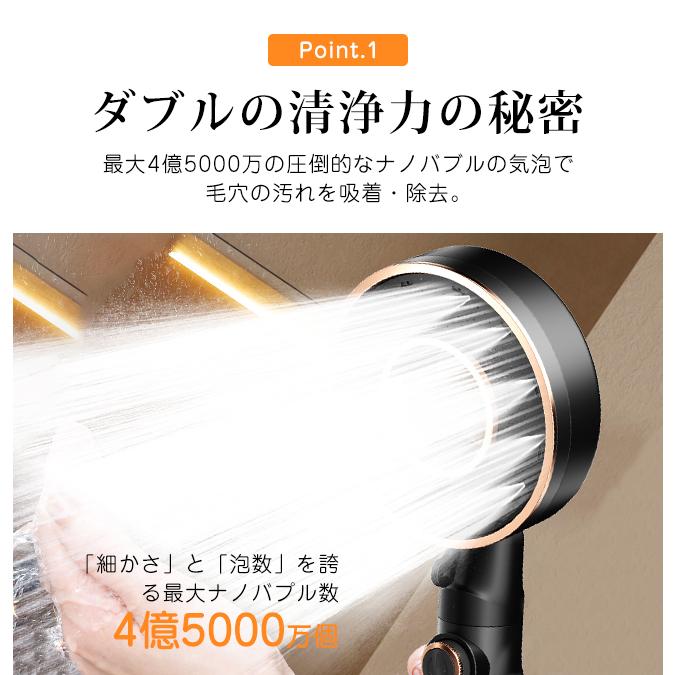 3段階調節シャワーヘッド ナノバブル ウルトラファインバブル 浄水