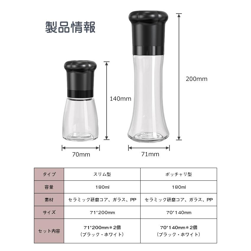 即納 2個 180ml 高品質ぺッパーミル ブラックペッパー スパイスボトル