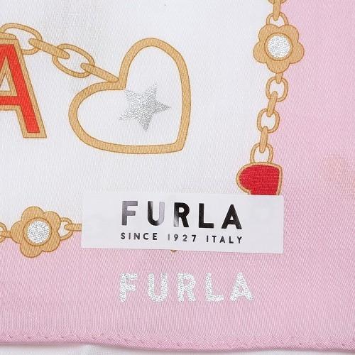 新古品 フルラ ハンカチ 2枚セット FURLA レディース ブランド ラッピング無料 日本製 ロゴチェーン プリント コットン 紺×ピンク 260424 送料無料｜fflower11｜05