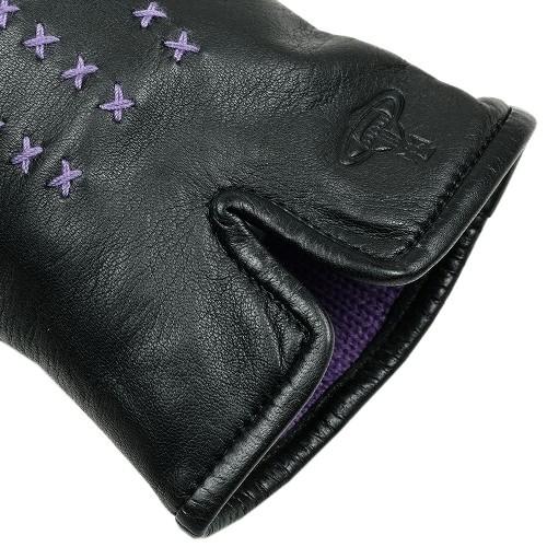 新品未使用　vivienne westwood レザー手袋 ニット　黒 Vivienne Westwood 新古品 ヴィヴィアンウエストウッド 手袋