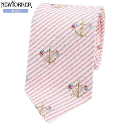 Sale大特価ニューヨーカー 日本製 ストライプ アンカー刺繍シアサッカーネクタイ ピンク 17 3 5 03sage 送料無料 売れ筋ランキングも掲載中