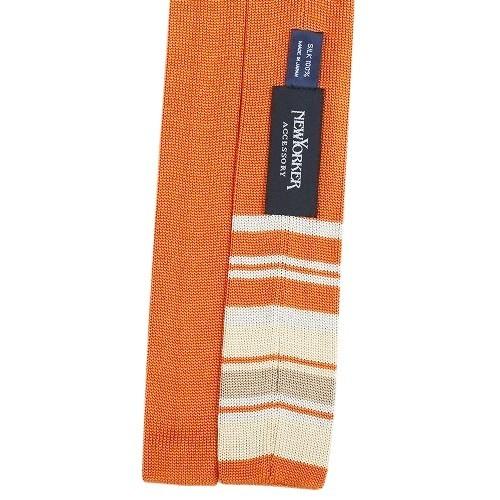 SALE大特価 NEWYORKER ニューヨーカー 日本製 ボーダースクエアシルクニットタイ 橙 17/3/5 300317 送料無料 | NEWYORKER | 02