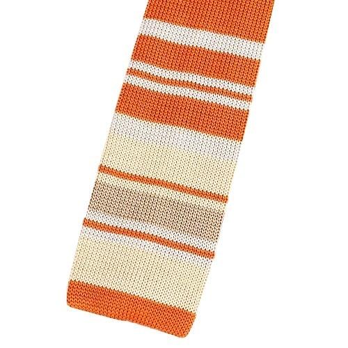 SALE大特価 NEWYORKER ニューヨーカー 日本製 ボーダースクエアシルクニットタイ 橙 17/3/5 300317 送料無料 | NEWYORKER | 05