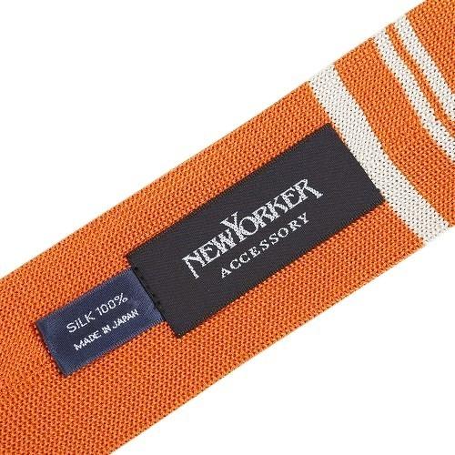 SALE大特価 NEWYORKER ニューヨーカー 日本製 ボーダースクエアシルクニットタイ 橙 17/3/5 300317 送料無料 | NEWYORKER | 06