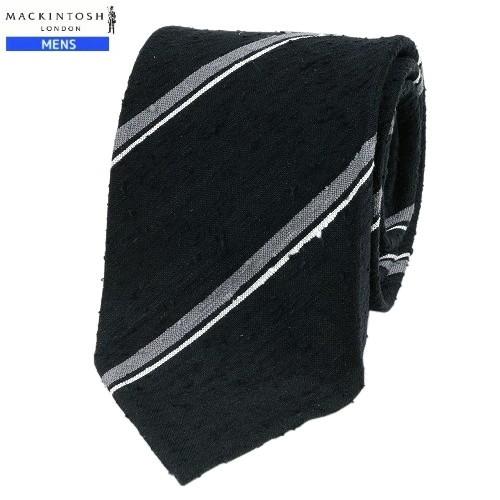 マッキントッシュ ネクタイ MACKINTOSH LONDON 60%OFF プレゼント ラッピング無料 日本製 撥水加工 BIANCHI シャンタンカラードストライプ シルク 黒 100823 | MACKINTOSH LONDON