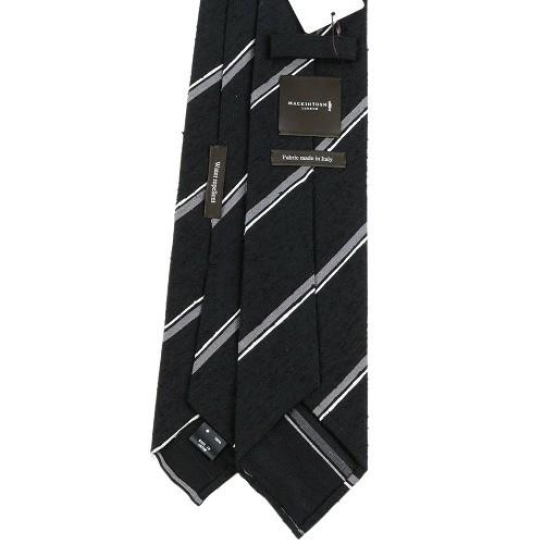マッキントッシュ ネクタイ MACKINTOSH LONDON 60%OFF プレゼント ラッピング無料 日本製 撥水加工 BIANCHI シャンタンカラードストライプ シルク 黒 100823 | MACKINTOSH LONDON | 02