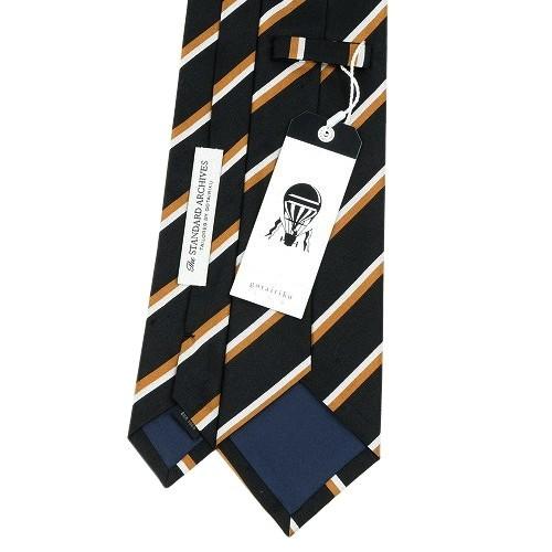 五大陸 ネクタイ gotairiku -THE STANDARD ARCHIVES- 50%OFF メンズ 最上級ライン 日本製 シャンタン生地 ストライプ シルク 黒 101024 | gotairiku | 02