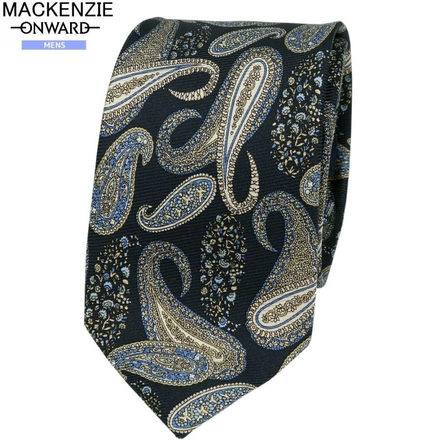 マッケンジー ネクタイ MACKENZIE オンワード ONWARD メンズ ラッピング無料 Blue Label ペイズリー シルク 黒 141124 送料無料 | 